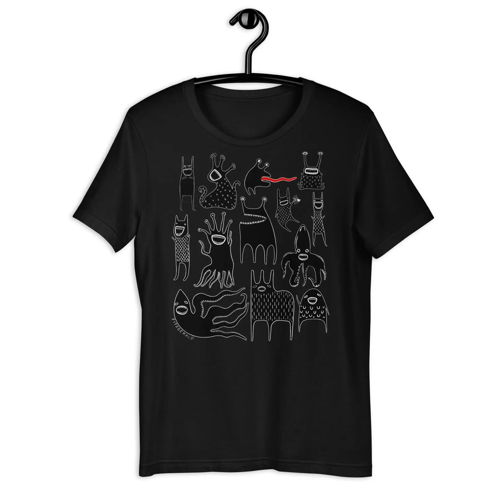 Quirky Vintage Fashion - かわいいゴスモンスターTシャツ風変わりな奇抜なエイリアンフォークアート面白いキュートな美的ヴィンテージウォッシュドファッションデザイナー服
