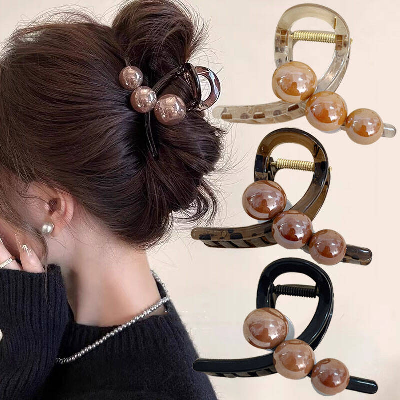 Vintage Fashion Ornaments - 韓国パールクロスヘア爪カニ女性女の子のためのエレガントな髪飾りバレッタヘアクリップヘアピンファッションヘアアクセサリー