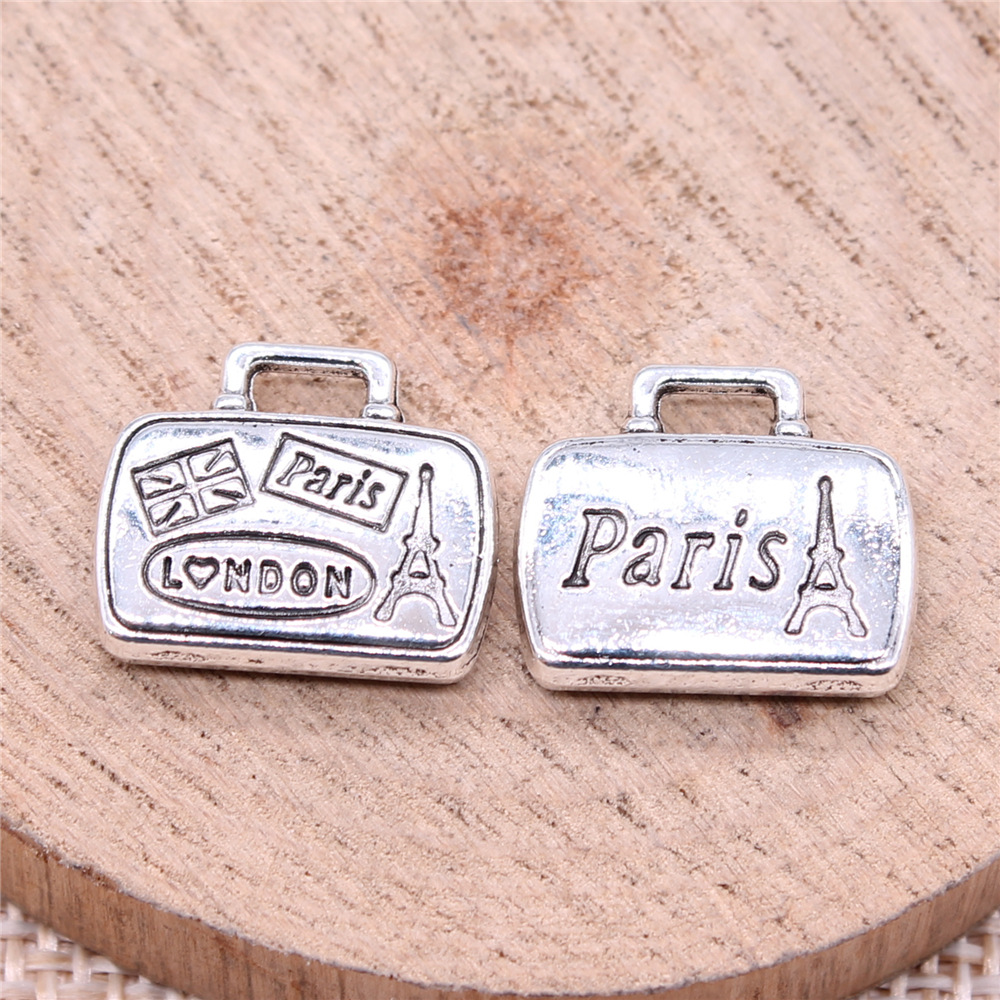 Vintage Fashion In Paris - 10個 16x14mm(0.63x0.55インチ) アンティークシルバーカラー 観光土産 パリ ロンドン
