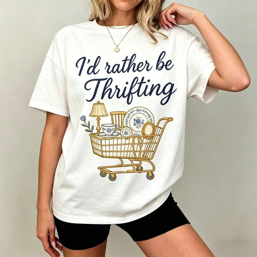 Vintage Fashion Thrift - [グラフィックTシャツ] 100%コットン I'd Rather Be Thrifting