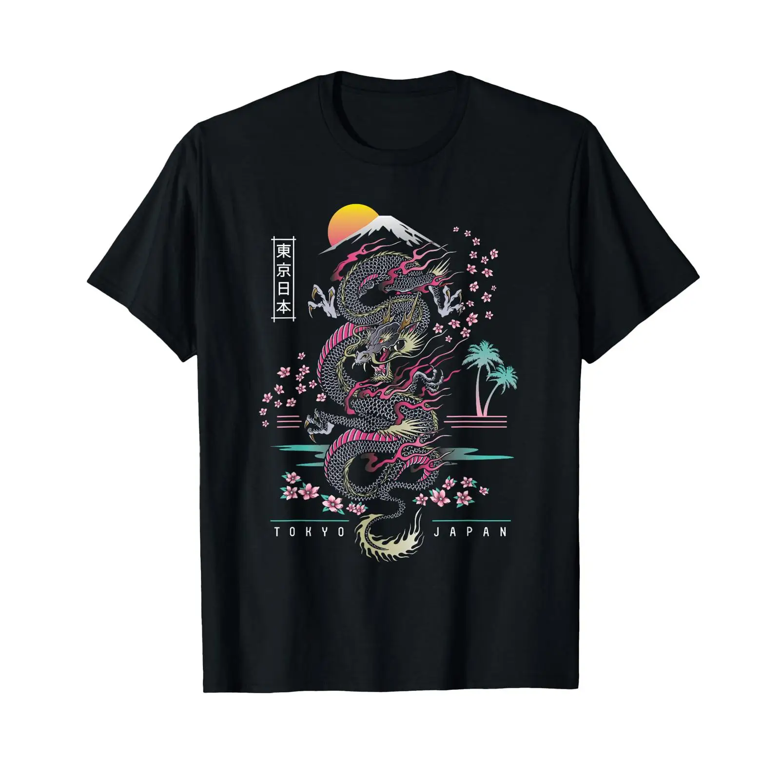 Vintage Fashion Tokyo - 日本東京ドラゴンアジアンレトロ80年代スタイルTシャツヴィンテージウォッシュドデザイナー服ソフトユニセックスファッショングラフィックストレッチ加工