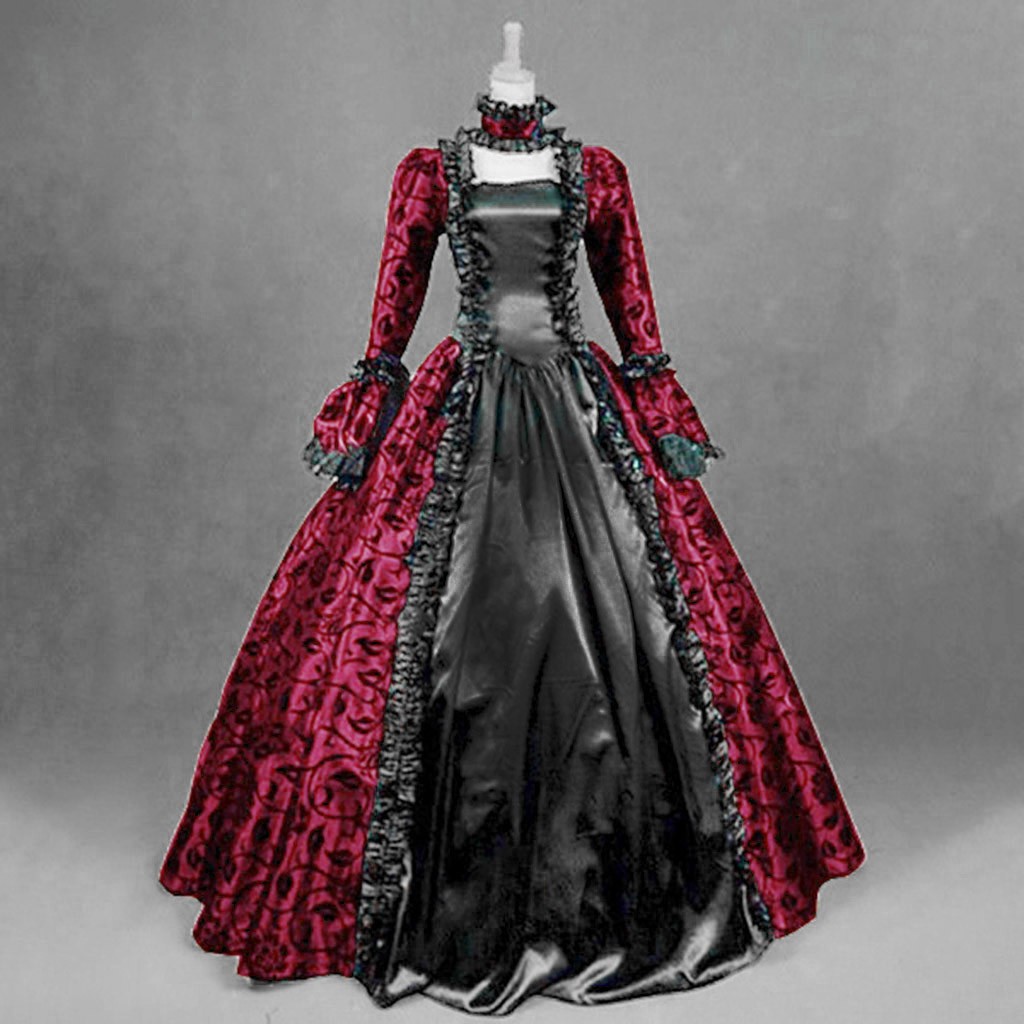 Vintage Fashion Dress - 女性ヴィンテージ絶妙なドレスゴシックレトロ花柄ボールガウンドレス中世ルネッサンスコートドレスハロウィンコスチューム