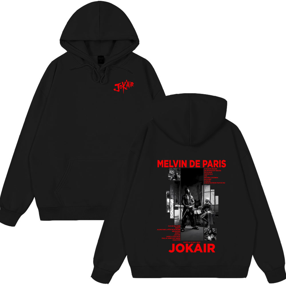 Vintage Fashion In Paris - ラッパー Jok'air メルビンドパリグラフィックパーカー男性女性ヒップホップストリートファッショントップスポップミュージックパーカーカジュアルヴィンテージパーカー