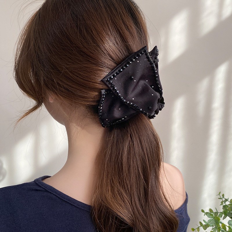 Vintage Fashion Ornaments - エレガントな大きなラインストーンの弓型ヘアアクセサリー、女の子用スイートヘアオーナメント、ヘアクリップ、ファッショナブルなヘアアクセサリー、ヘアクロウ、パールヘアピン、女性用
