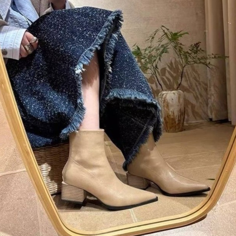 Vintage Fashion Designers - 2026 ストリートスタイル デザイナーズ ヴィンテージ ポインテッドトゥ ジッパー付き