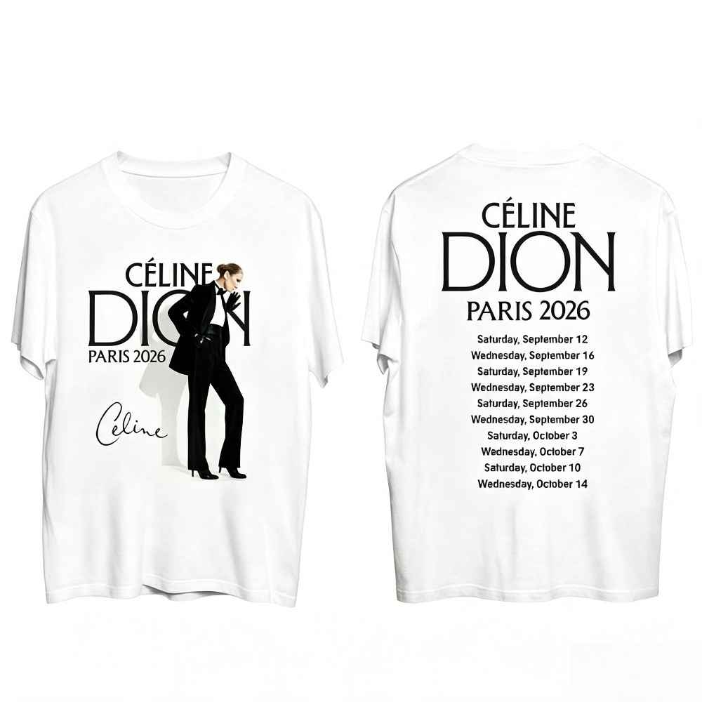 Vintage Fashion In Paris - セリーヌ・ディオン パリ2026ツアー Tシャツ ヴィンテージグラフィック 両面プリント 半袖