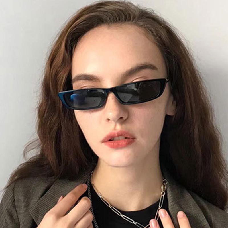 Vintage Fashion Glasses - 小さな長方形サングラスファッション女性レトロ小さなフレームサングラスヴィンテージスクエアナローサングラストレンドアイウェア UV400