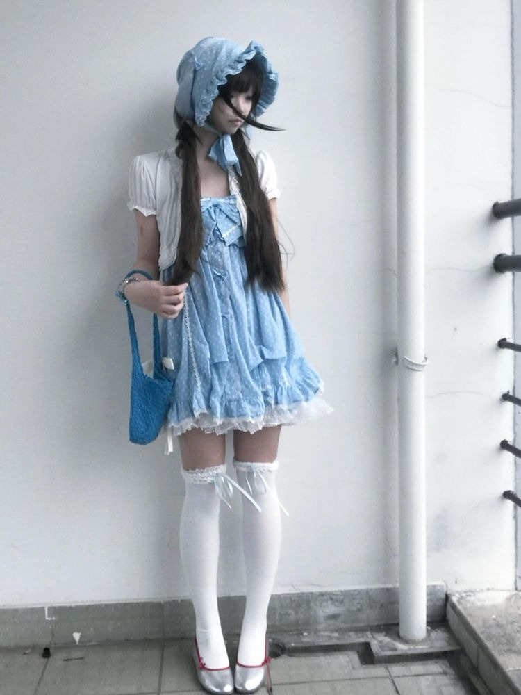 Vintage Fashion Outfit - Y2k 日本のヴィンテージスーツ女性スウィートロリータレーストップスハイウエストカジュアルドレス 2 ピースセットかわいいカジュアルファッション衣装