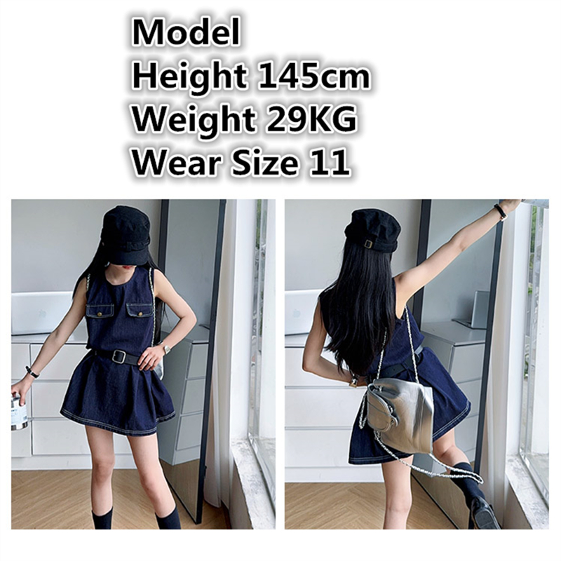 スタイリッシュなキッズファッションデニムボディスーツドレス女 - Vintage Fashion Outfit のレビューと価格