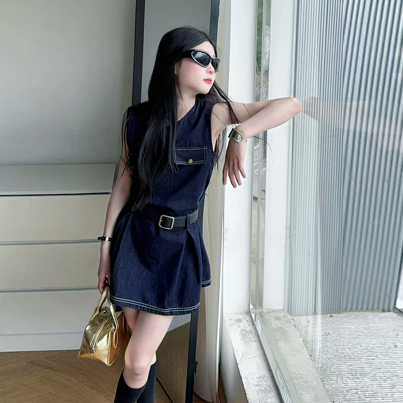 スタイリッシュなキッズファッションデニムボディスーツドレス女 - Vintage Fashion Outfit のレビューと価格