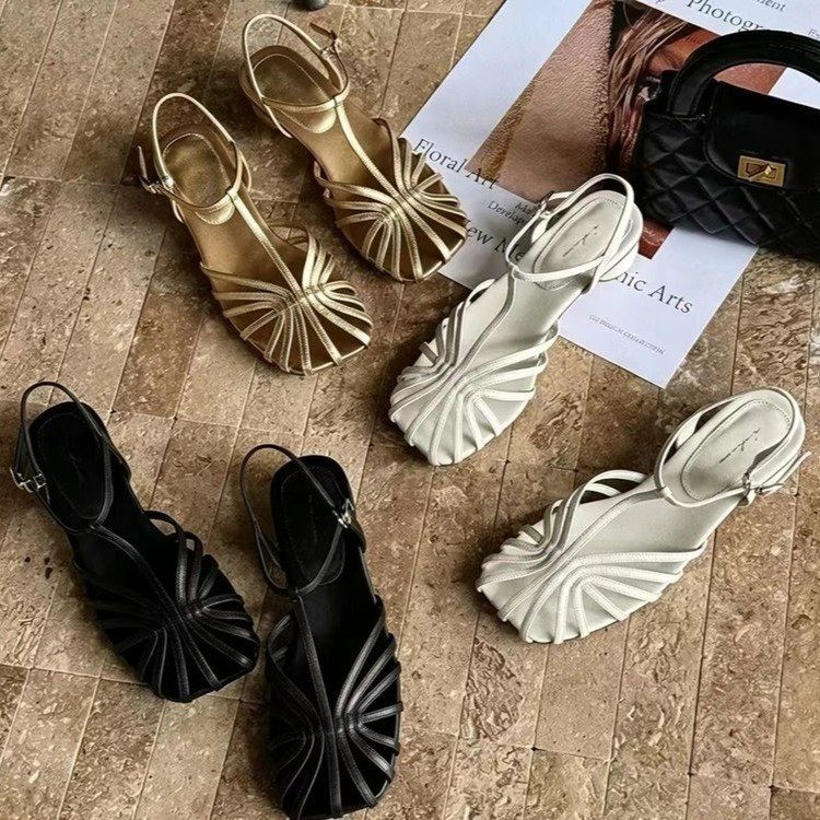 フランス風ヴィンテージ織り込みトゥサンダル 2026夏新作  - Vintage Fashion Style のレビューと価格