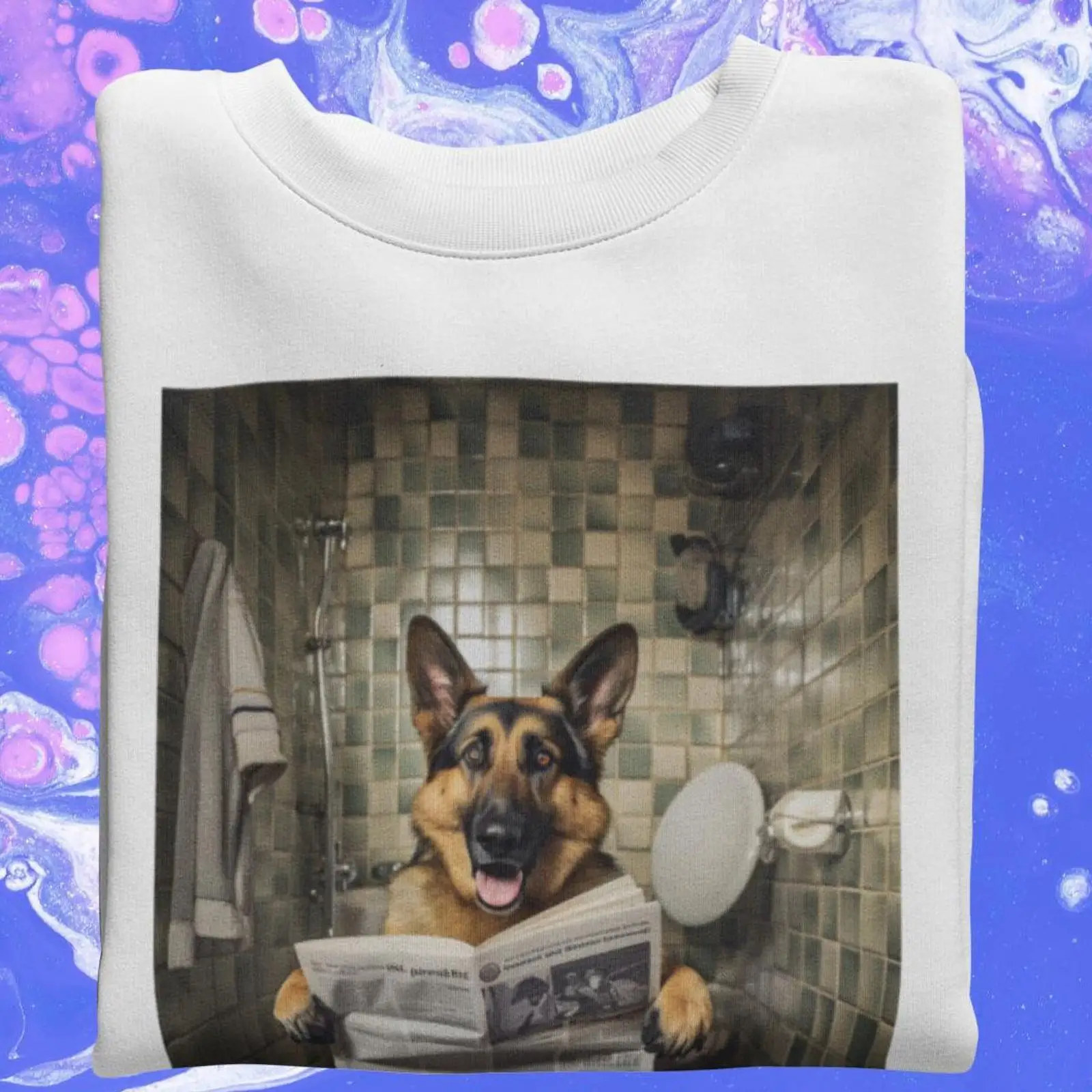 面白いジャーマンシェパード Tシャツ トイレにいる風変わりな - Quirky Vintage Fashion のレビューと価格
