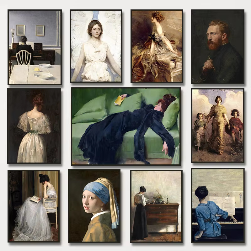 数字で描く油絵 ヴィンテージ女性 無枠キャンバスウォールアー - Vintage Fashion Tv のレビューと価格