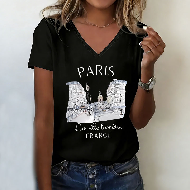 ヴィンテージパリ Tシャツ V ネックカジュアルファッション - Vintage Fashion In Paris のレビューと価格