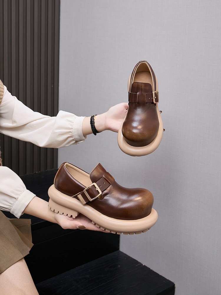 英国風ヴィンテージ牛革本革ダービーシューズ レディース プラ - Vintage Fashion Style のレビューと価格