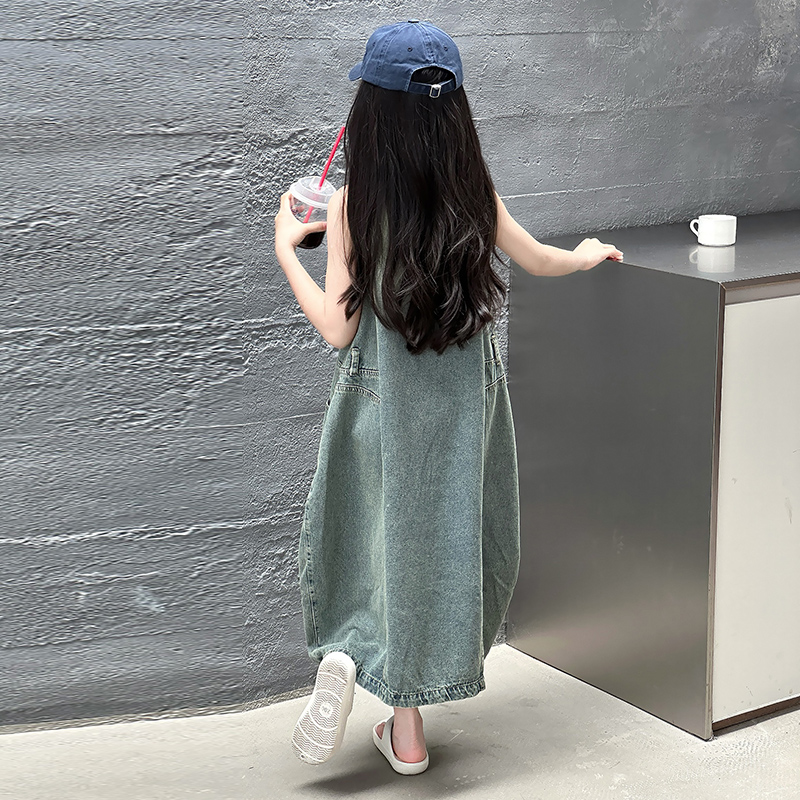 ヴィンテージブルー子供女の子高品質ノースリーブデニムドレスス - Vintage Fashion Outfit のレビューと価格
