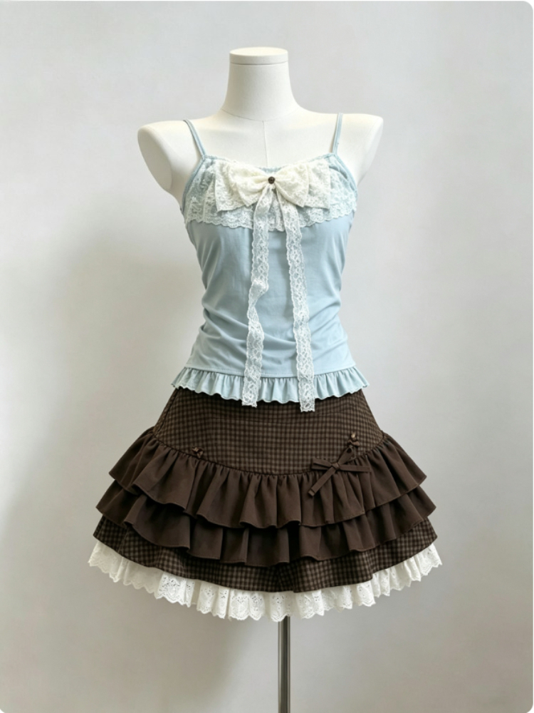 日本の原宿Y2Kヴィンテージスウィートロリータ2ピースセット - Vintage Fashion Outfit のレビューと価格