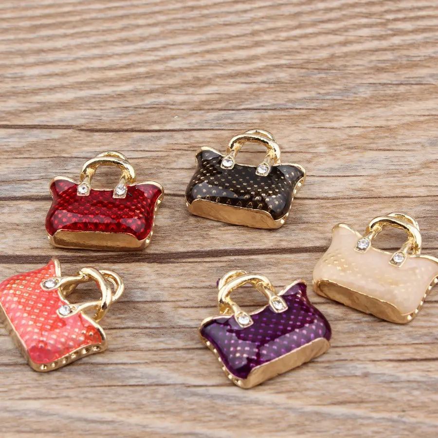 ヴィンテージメタルエナメルハンドバッグ,ペンダント,日曜大工 - Vintage Fashion Ornaments のレビューと価格